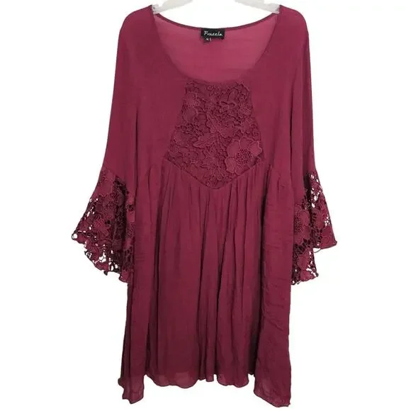 Frazzle Dresses Frazzle Bohemian Gauzy Dress Xl Lace Boho
